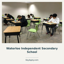 Load image into Gallery viewer, Waterloo Independent Secondary School – KeyApply.com. Real photograph. Source: https://cdn.shopify.com/s/files/1/0438/0039/5944/products/2Waterloo-Independent-Secondary-School-Waterloo-Classroom-August2020.jpg?v=1642283853; cropped and composed.