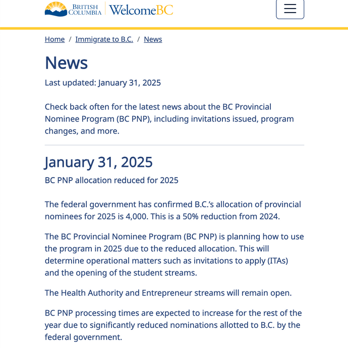British Columbia Cắt Giảm 50% Chỉ Tiêu BC PNP 2025: Cơ Hội Nhập Cư Trở Nên Khó Khăn Hơn