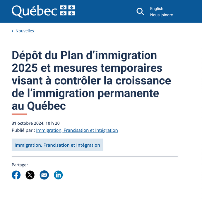 Quebec Công Bố Kế Hoạch Nhập Cư 2025: Tạm Dừng Một Số Chương Trình Để Kiểm Soát Tăng Trưởng