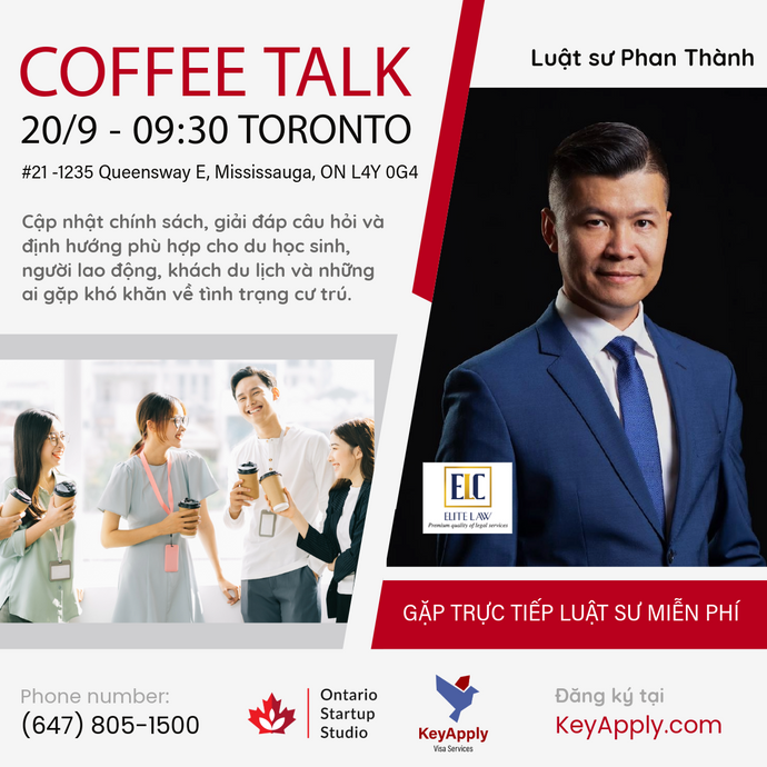 Thư mời tham dự Coffee Talk chuyên đề Di trú Canada với Tiến sĩ, Luật sư Phan Thành