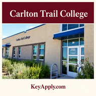 Carlton Trail College — poster vuông KeyApply.com, ảnh campus thật
