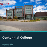 Centennial College — poster dùng ảnh thật, KeyApply.com