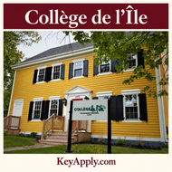 Collège de l’Île — poster vuông KeyApply.com, ảnh campus thật