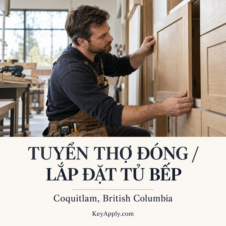 Tuyển thợ đóng / lắp đặt tủ bếp – Coquitlam, British Columbia