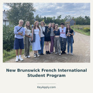 New Brunswick French International Student Program – KeyApply.com. Real photograph. Source: https://caps-i.ca/wp-content/uploads/2018/11/photo-de-groupe-NBFR-1-scaled.jpeg; cropped and composed.
