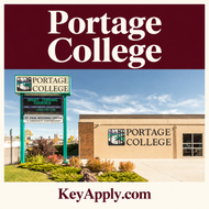 Portage College — poster vuông KeyApply.com, ảnh campus thật