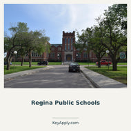 Regina Public Schools – KeyApply.com. Real photo: Haydn Blackey / Wikimedia Commons. Source: https://commons.wikimedia.org/wiki/File:Balfour_School_-_Regina_(43156461055).jpg. License for photo and this adaptation: https://creativecommons.org/licenses/by-sa/2.0/ ; cropped and composed.