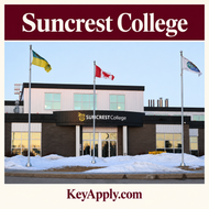 Suncrest College — poster vuông KeyApply.com, ảnh campus thật