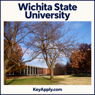 Wichita State University — Hubbard Hall (2011), Kazenogakusei, CC BY-SA 3.0; poster adapted, same license, KeyApply.com